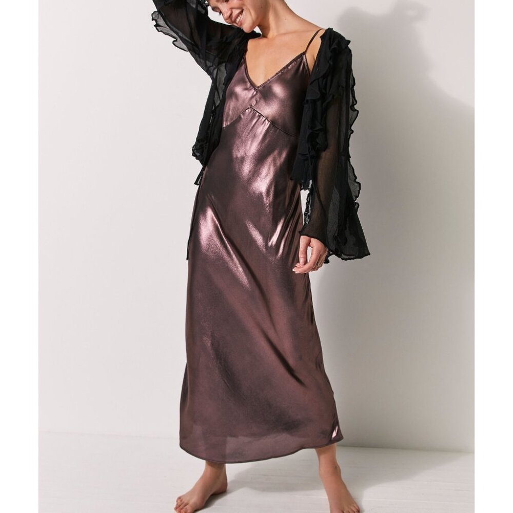 FREE PEOPLE Drop Everything Bias Slip / Rose Gold